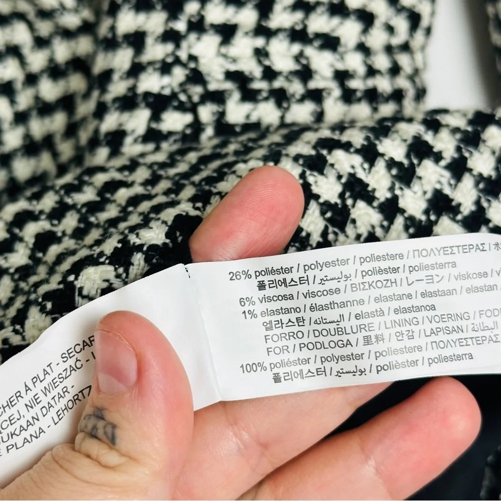 ZARA Tweed Houndstooth Lace Up Open Back Preppy Academia Blazer Mini Dress S - Picture 16 of 16